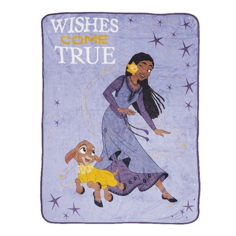 Disney Wish Girl’s Plush Throw Blanket 46*60” Asha Valentino Purple NWT